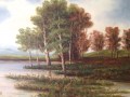 Paisaje con un Lago y arboleda en su ribera